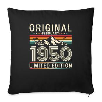 75ème anniversaire cadeau mari Original février 1950 - Housse de coussin décorative 45 x 45 cm - noir - Devant