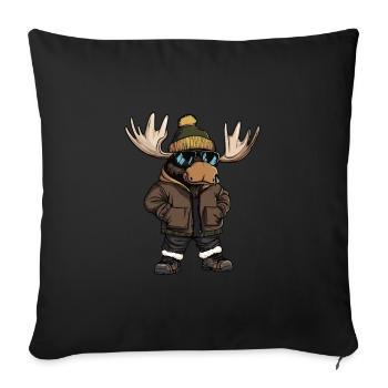 Elch Cool Comic - Sofakissenbezug 45 x 45 cm - Schwarz - Vorne