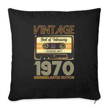 55th Birthday Cassette February 1970 - Sofa pillowcase 17,3'' x 17,3'' (45 x 45 cm) - black - Front