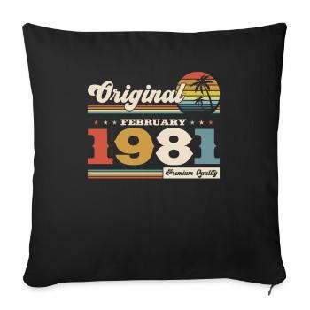 44ème anniversaire cadeau mari Original février 1981 - Housse de coussin décorative 45 x 45 cm - noir - Devant