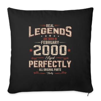 25ème anniversaire cadeau mari Original février 2000 - Housse de coussin décorative 45 x 45 cm - noir - Devant