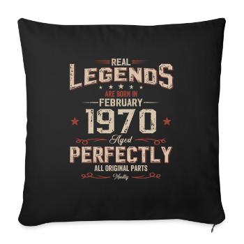 55ème anniversaire cadeau mari Original février 1970 - Housse de coussin décorative 45 x 45 cm - noir - Devant