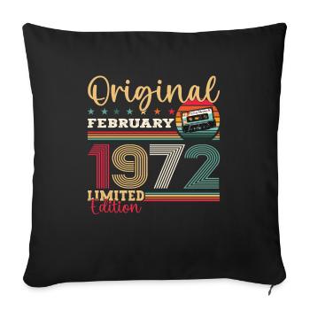 Cadeau d'anniversaire 53 ans Homme Original Février 1972 - Housse de coussin décorative 45 x 45 cm - noir - Devant