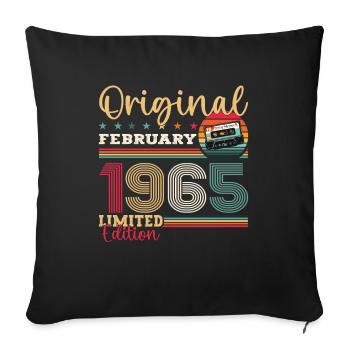 60. Geburtstag Geschenk Mann Original Februar 1965 - Sofakissenbezug 45 x 45 cm - Schwarz - Vorne