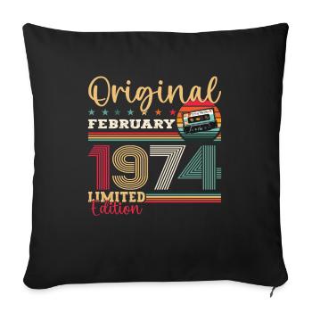 51ème anniversaire cadeau mari Original février 1974 - Housse de coussin décorative 45 x 45 cm - noir - Devant