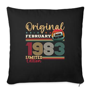 Cadeau d'anniversaire 42 ans Homme Original Février 1983 - Housse de coussin décorative 45 x 45 cm - noir - Devant