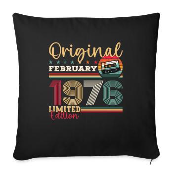 Cadeau d'anniversaire 49 ans Homme Original Février 1976 - Housse de coussin décorative 45 x 45 cm - noir - Devant