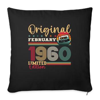 65th Birthday Gift Man Original February 1960 - Sofa pillowcase 17,3'' x 17,3'' (45 x 45 cm) - black - Front