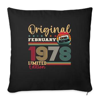 47th Birthday Gift Husband Original February 1978 - Sofa pillowcase 17,3'' x 17,3'' (45 x 45 cm) - black - Front