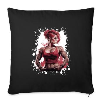 Fitness Woman Muscles Female Bodybuilder - Sofa pillowcase 17,3'' x 17,3'' (45 x 45 cm) - black - Front