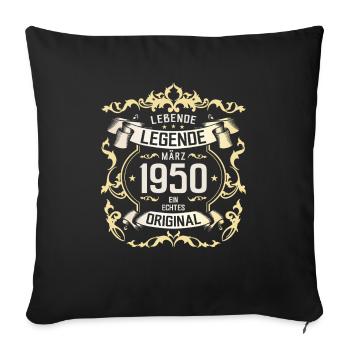 75ème anniversaire cadeau mari Original mars 1950 - Housse de coussin décorative 45 x 45 cm - noir - Devant