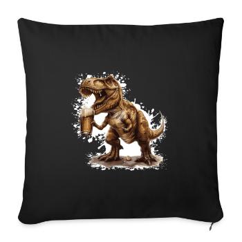 Dinosaure T-Rex Bière Drôle - Housse de coussin décorative 45 x 45 cm - noir - Devant