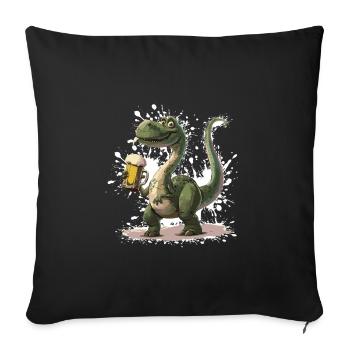 Bière de dinosaure brontosaure - Housse de coussin décorative 45 x 45 cm - noir - Devant