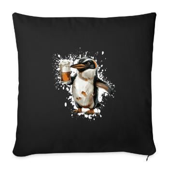 Pinguin Bier Lustig - Sofakissenbezug 45 x 45 cm - Schwarz - Vorne