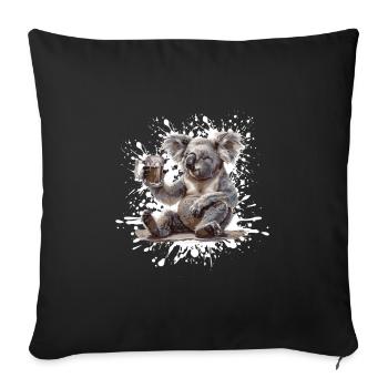 Koala Beer Funny - Sofa pillowcase 17,3'' x 17,3'' (45 x 45 cm) - black - Front