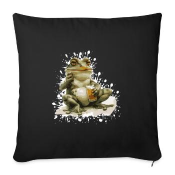 Frosch Bier Lustig - Sofakissenbezug 45 x 45 cm - Schwarz - Vorne