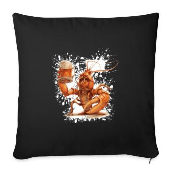 Homard Crabe Bière Drôle - Housse de coussin décorative 45 x 45 cm - noir - Devant