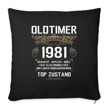 44th Birthday Classic Car Year 1981 - Sofa pillowcase 17,3'' x 17,3'' (45 x 45 cm) - black - Front