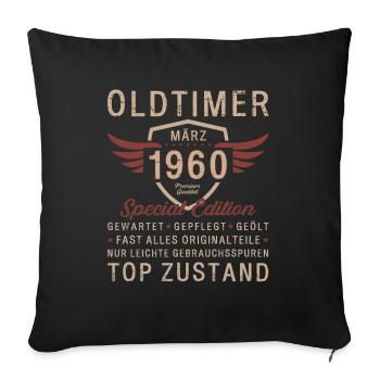 65th Birthday Oldtimer March Vintage 1960 - Sofa pillowcase 17,3'' x 17,3'' (45 x 45 cm) - black - Front