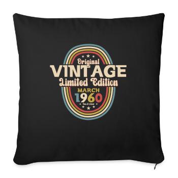65th Birthday Gift Man Vintage March 1960 - Sofa pillowcase 17,3'' x 17,3'' (45 x 45 cm) - black - Front