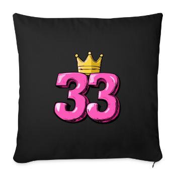33 Zahl Krone - Sofakissenbezug 45 x 45 cm - Schwarz - Vorne