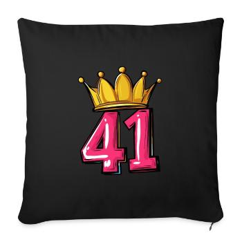 41 Zahl Krone - Sofakissenbezug 45 x 45 cm - Schwarz - Vorne
