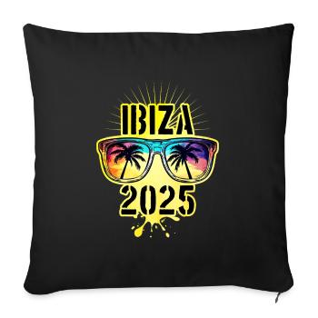 Ibiza 2025 Palm Trees Beach - Sofa pillowcase 17,3'' x 17,3'' (45 x 45 cm) - black - Front