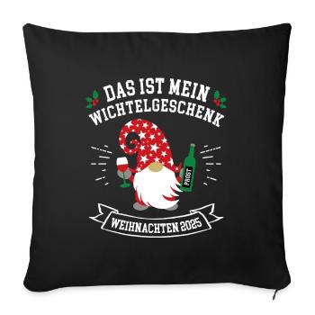 Wichteln Wichtelgeschenk Julklapp Weihnachten 2025 - Sofakissenbezug 45 x 45 cm - Schwarz - Vorne