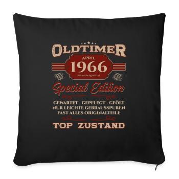 60. Geburtstag Oldtimer April Jahrgang 1966 - Sofakissenbezug 45 x 45 cm - Schwarz - Vorne