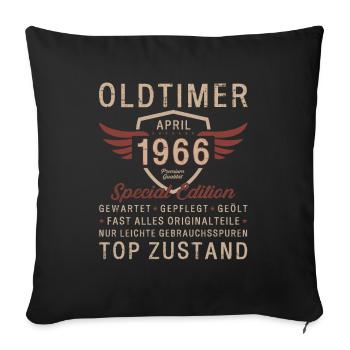 60. Geburtstag Oldtimer April Jahrgang 1966 - Sofakissenbezug 45 x 45 cm - Schwarz - Vorne