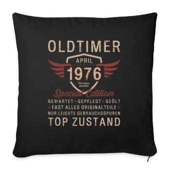 50. Geburtstag Oldtimer April Jahrgang 1976 - Sofakissenbezug 45 x 45 cm - Schwarz - Vorne