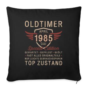 40. Geburtstag Oldtimer April Jahrgang 1985 - Sofakissenbezug 45 x 45 cm - Schwarz - Vorne