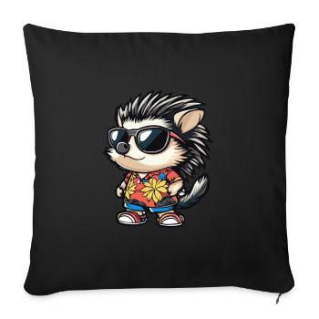 Hedgehog Comic Funny Summer - Sofa pillowcase 17,3'' x 17,3'' (45 x 45 cm) - black - Front
