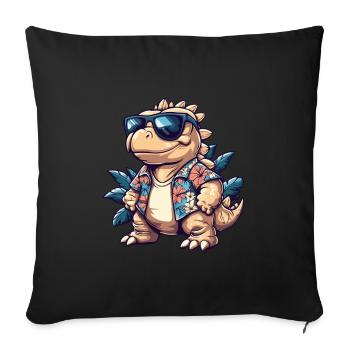 Dinosaure stégosaure été - Housse de coussin décorative 45 x 45 cm - noir - Devant