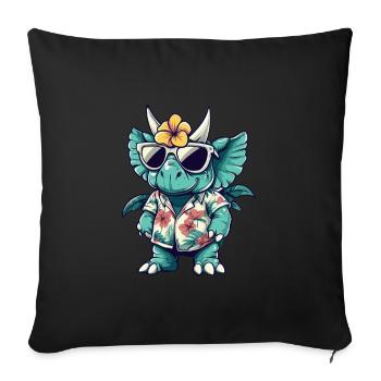 Dinosaure tricératops été - Housse de coussin décorative 45 x 45 cm - noir - Devant