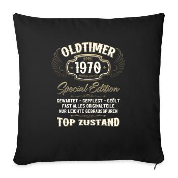 55. Geburtstag Oldtimer April Jahrgang 1970 - Sofakissenbezug 45 x 45 cm - Schwarz - Vorne