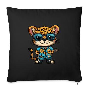 Leopard Comic Lustig Sommer - Sofakissenbezug 45 x 45 cm - Schwarz - Vorne