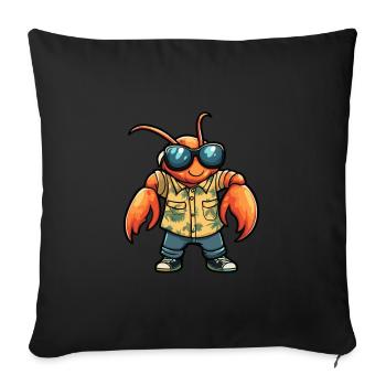 Lobster Crab Funny Summer - Sofa pillowcase 17,3'' x 17,3'' (45 x 45 cm) - black - Front
