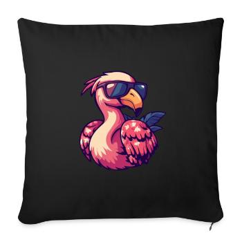 Flamingo Comic Funny Summer - Sofa pillowcase 17,3'' x 17,3'' (45 x 45 cm) - black - Front