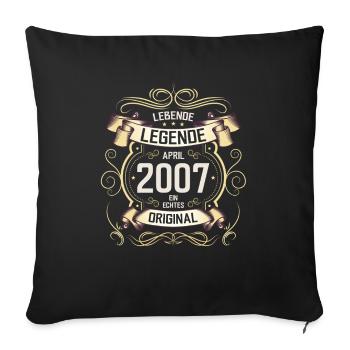 18. Geburtstag Geschenk Mann Vintage April 2007 - Sofakissenbezug 45 x 45 cm - Schwarz - Vorne