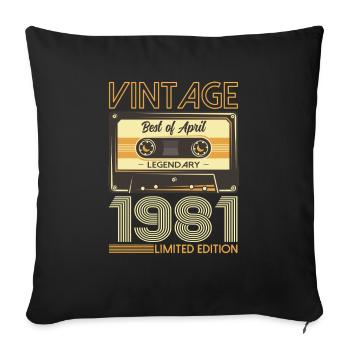 44th Birthday Cassette April 1981 - Sofa pillowcase 17,3'' x 17,3'' (45 x 45 cm) - black - Front