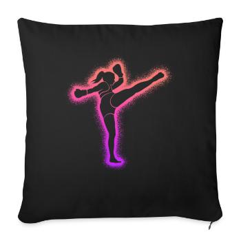 Muay Thai Bunter Kickboxer Kickboxen Mädchen - Sofakissenbezug 45 x 45 cm - Schwarz - Vorne