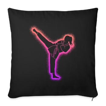 Taekwondo Martial Arts Women Kids Karate Girls - Sofa pillowcase 17,3'' x 17,3'' (45 x 45 cm) - black - Front