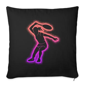 Joueur de tennis Femmes Filles Tennis Enfants - Housse de coussin décorative 45 x 45 cm - noir - Devant