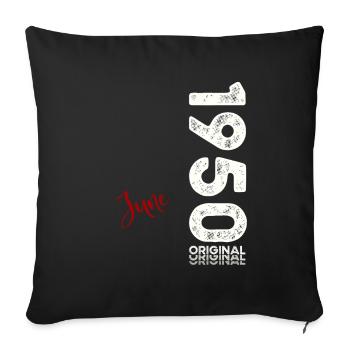 75ème Anniversaire Original Juin Millésime 1950 - Housse de coussin décorative 45 x 45 cm - noir - Devant
