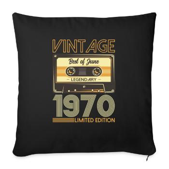 55ème Anniversaire Original Juin Millésime 1970 - Housse de coussin décorative 45 x 45 cm - noir - Devant