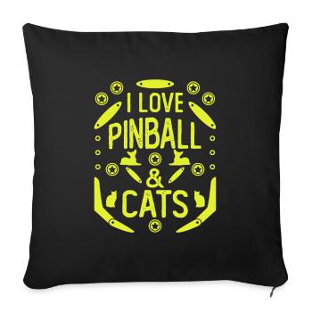 I Love Pinball & Cats pour les joueurs - Housse de coussin décorative 45 x 45 cm - noir - Devant