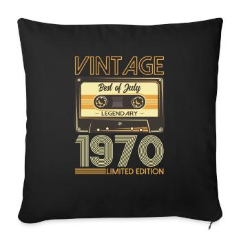 55ème Anniversaire Original Juillet Millésime 1970 - Housse de coussin décorative 45 x 45 cm - noir - Devant