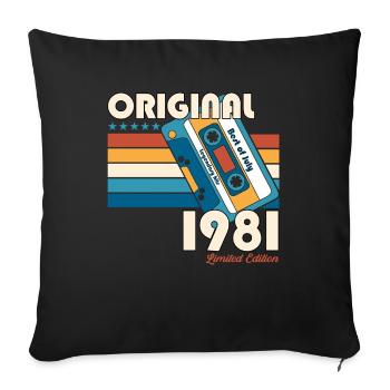 44th Birthday Cassette July Vintage 1981 - Sofa pillowcase 17,3'' x 17,3'' (45 x 45 cm) - black - Front