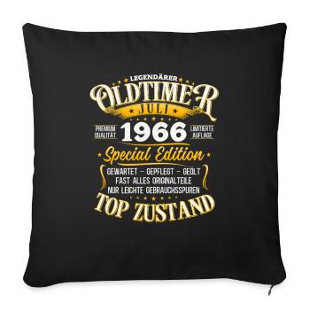 60. Geburtstag Oldtimer Juli Jahrgang 1966 - Sofakissenbezug 45 x 45 cm - Schwarz - Vorne